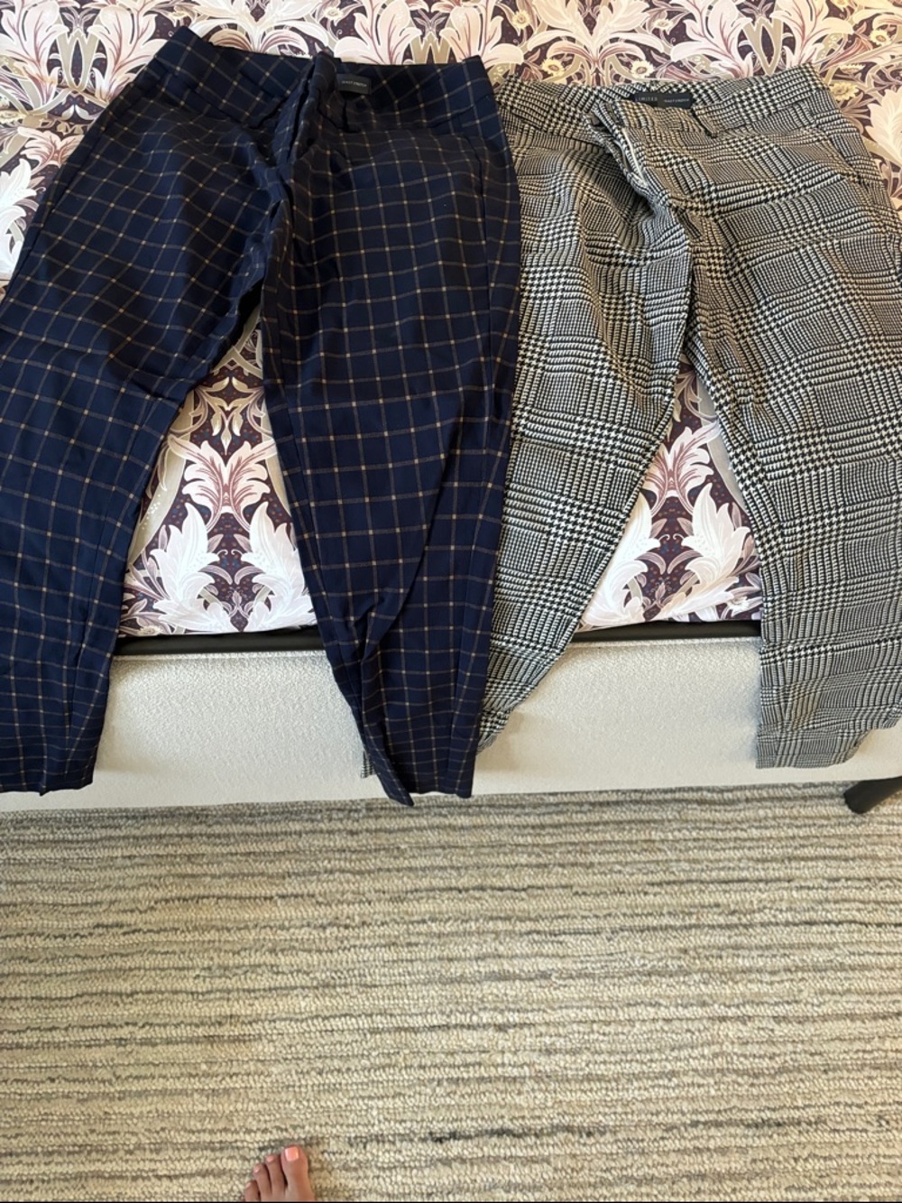 Woman’s  Checked Dress Pants - Navy and Gray